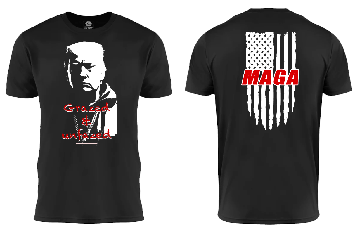 Donald Trump Grazed & Unfazed Black (Next Level cotton)